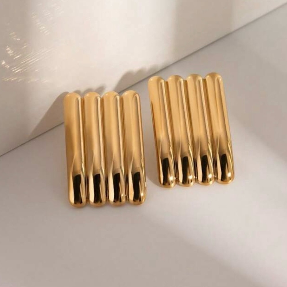Gold Geometric Earrings - image 1
